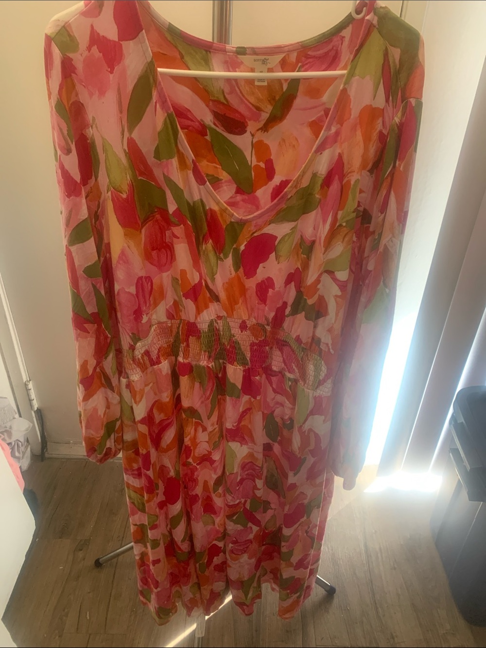 Terra & Sky Pink, Orange & Green Floral Top